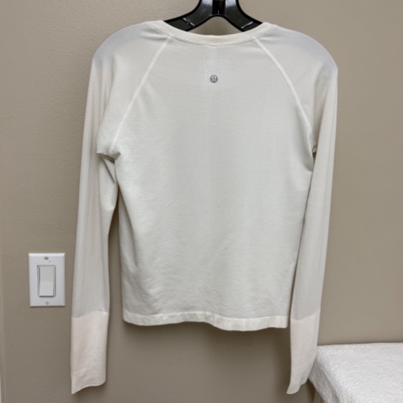 Lululemon Swiftly Tech Long-Sleeve Shirt 2.0 *Waist Length Light Ivory Sz 8 $78 - Picture 9 of 16